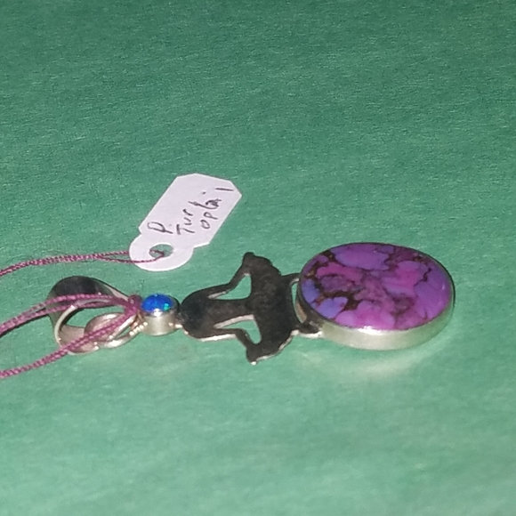 New Sterling silver Purple  Turquoise  Yoga Goddess pendant - Picture 3 of 5